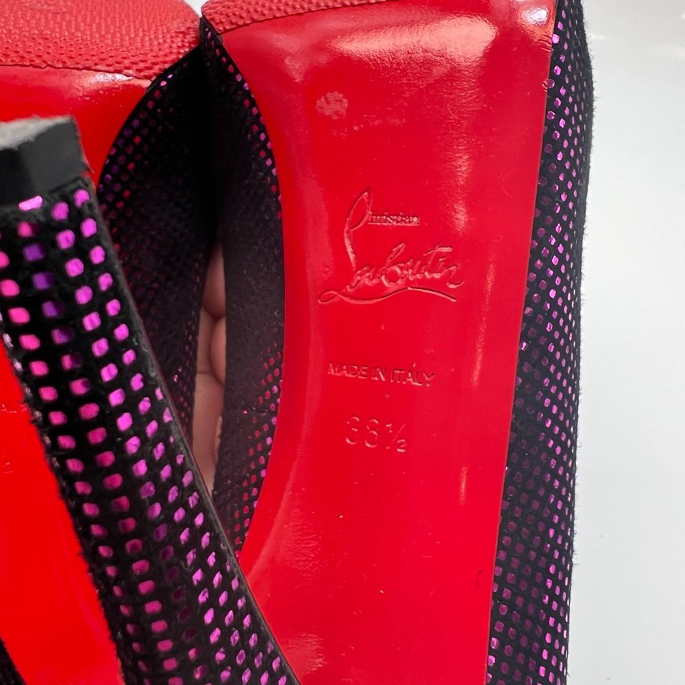 Christian Louboutin Very Prive 120 Purple Black Metallic Suede Heels 38.5 - Picture 7 of 8